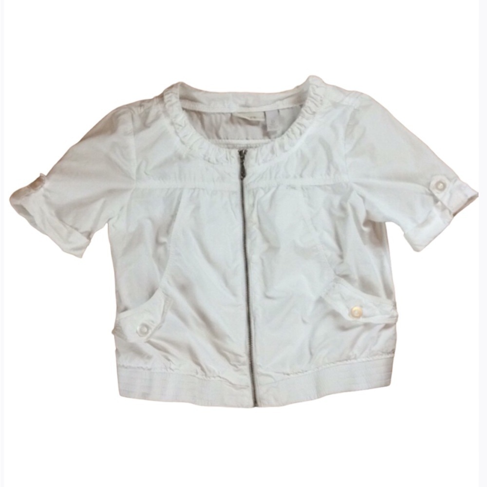 Chico’s lightweight short sleeve white jacket Size Small